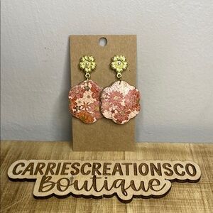 Handmade Crackled Floral Earrings